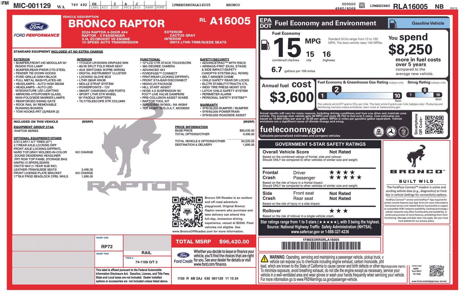 2024 Ford Bronco Raptor