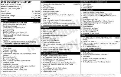 2026 Chevrolet Traverse LT