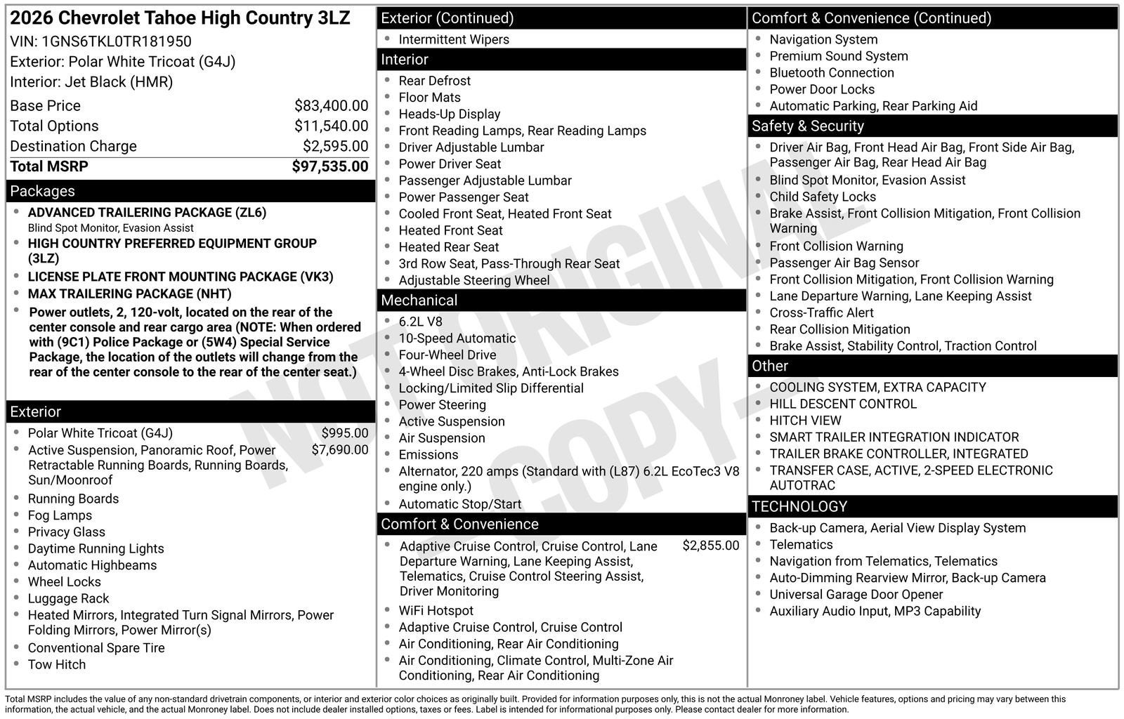 2026 Chevrolet Tahoe High Country