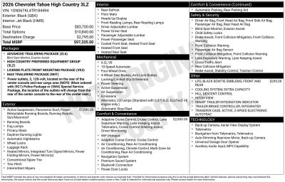 2026 Chevrolet Tahoe High Country