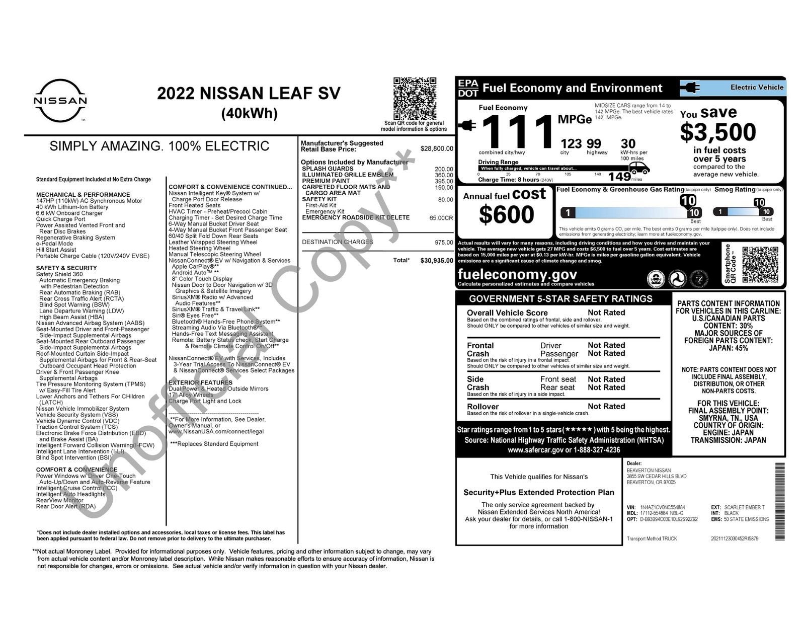 2022 Nissan LEAF SV 40 kWh