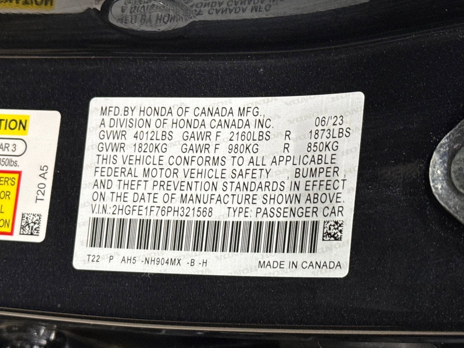 2023 Honda Civic Sedan EX w/o BSI