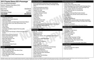 2015 Toyota Sienna SE 8 Passenger