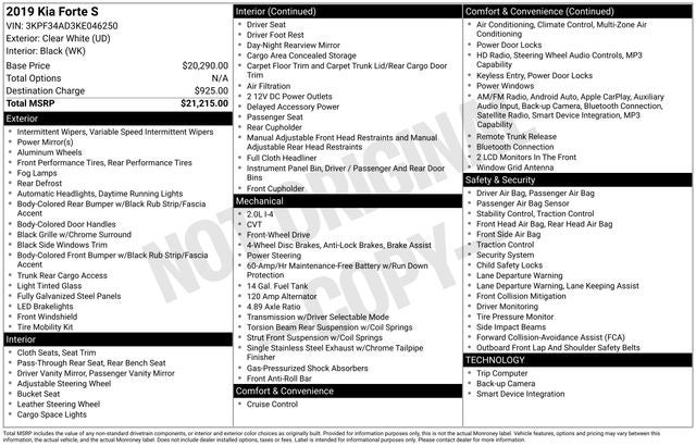 2019 Kia Forte S