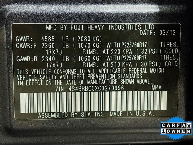 2012 Subaru Outback 2.5i Premium