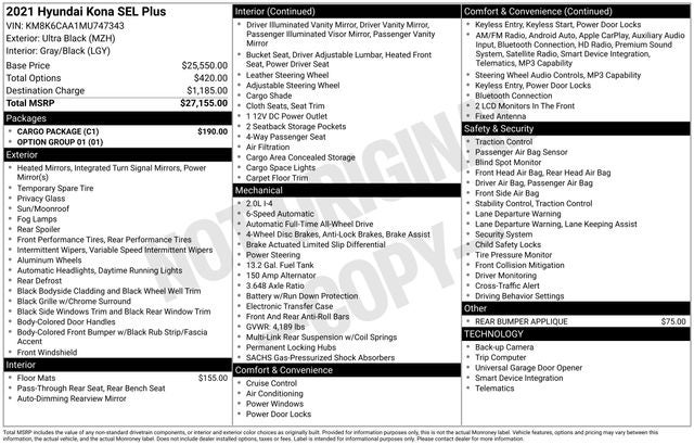 2021 Hyundai Kona SEL Plus