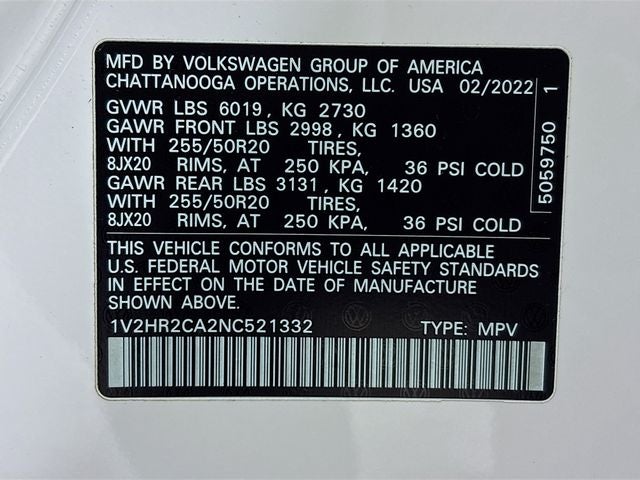 2022 Volkswagen Atlas 3.6L V6 SE w/Technology