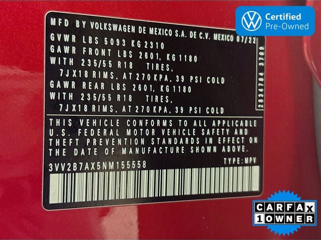 2022 Volkswagen Tiguan 2.0T SE