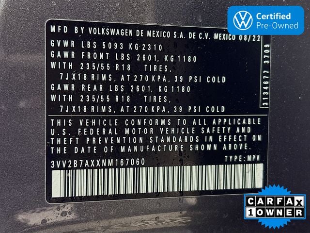 2022 Volkswagen Tiguan 2.0T SE