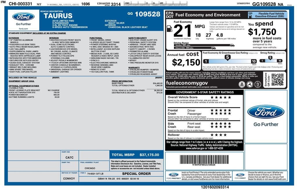 2016 Ford Taurus Limited