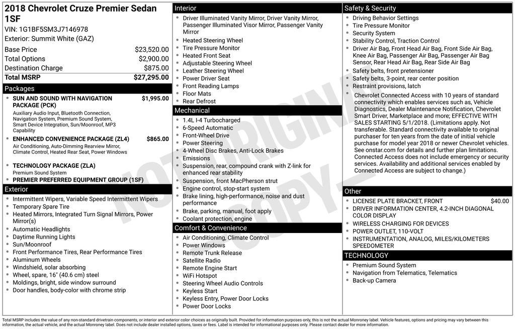 2018 Chevrolet Cruze Premier