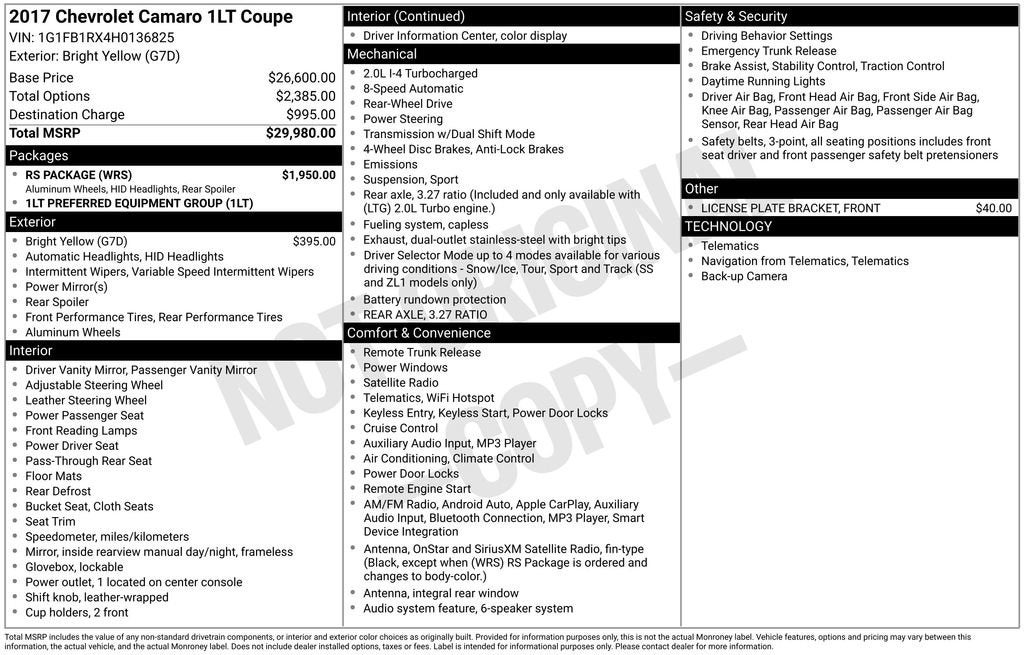 2017 Chevrolet Camaro 1LT