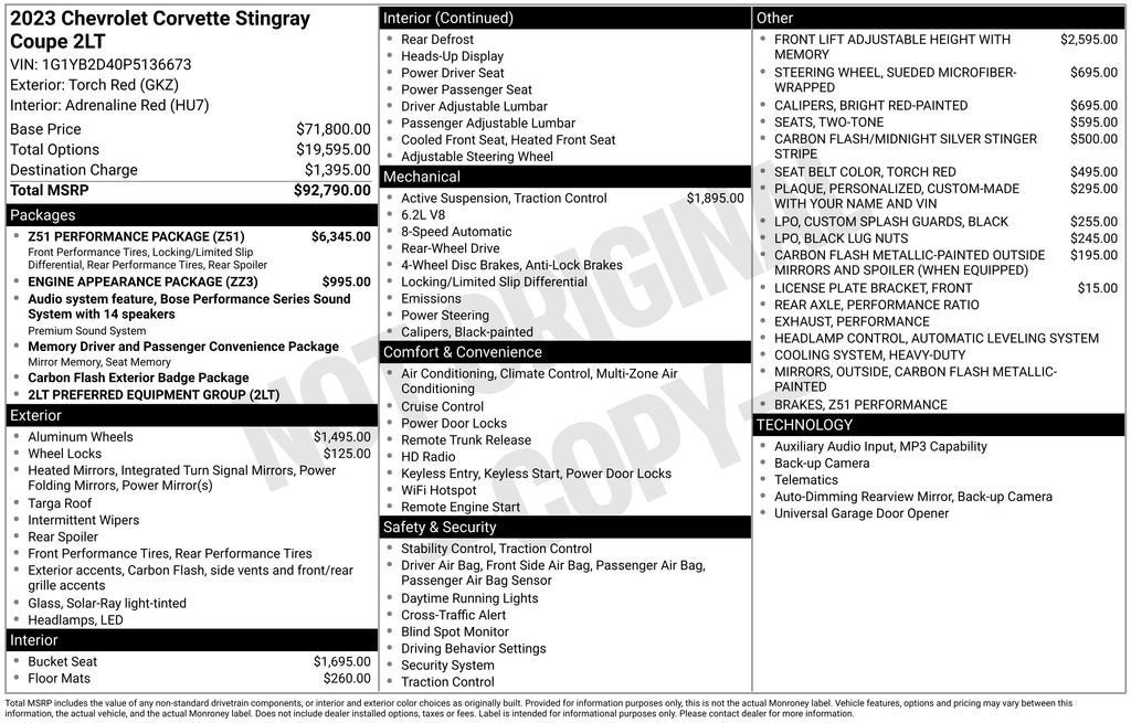 2023 Chevrolet Corvette Stingray 2LT