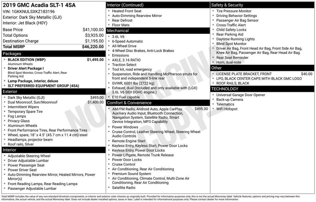 2019 GMC Acadia SLT