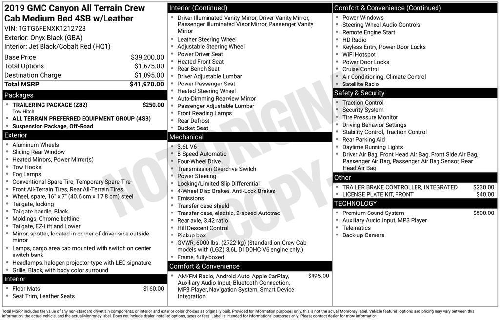 2019 GMC Canyon 4WD All Terrain w/Leather