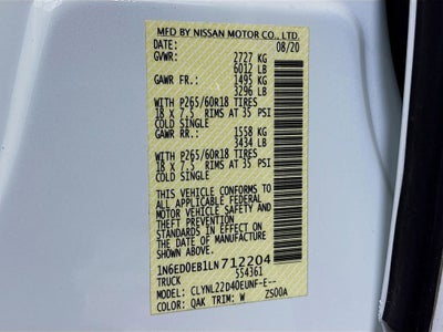 2020 Nissan Frontier Crew Cab SV 4x4