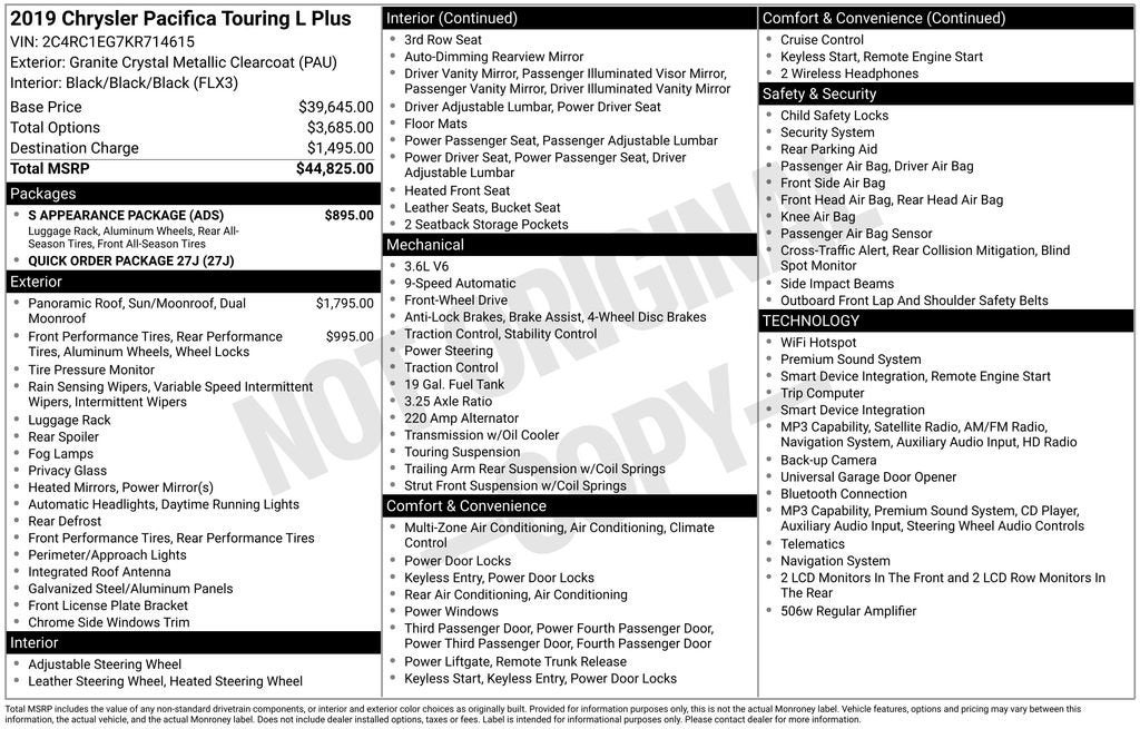 2019 Chrysler Pacifica Touring L Plus