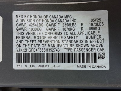 2025 Honda Civic Hybrid Sport Touring